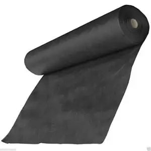A roll of black weed control fabric membrane.